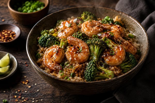 Honey Garlic Shrimp and Rice recipe from Protein Packed Weeknights