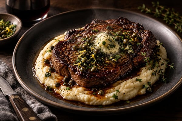 Seared Hand Whipped Parsnip Puree Steak Seared Hand Whipped Parsnip Puree Steak recipe from Copper Ladle Studio
