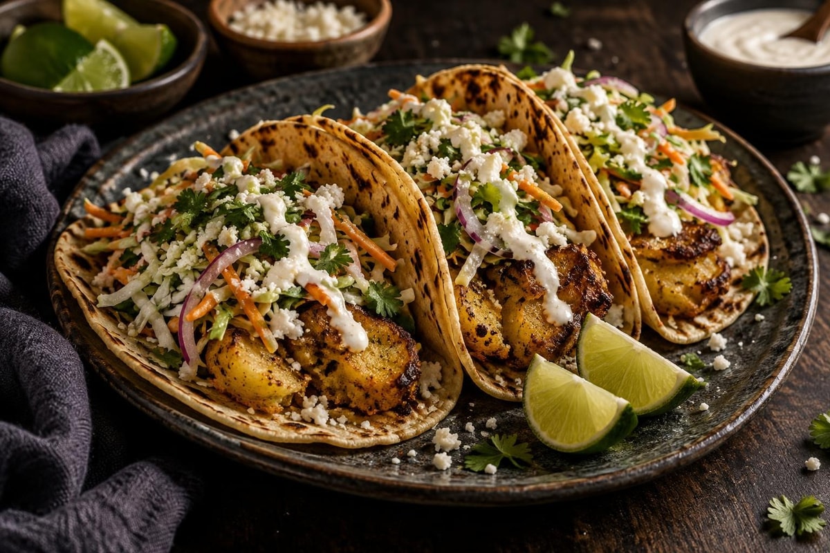 Grilled Crispy Potato Tacos with Slaw Grilled Crispy Potato Tacos with Slaw recipe from Crossroads Kitchen