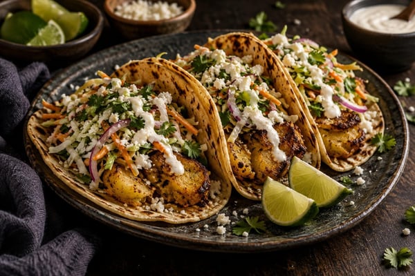 Grilled Crispy Potato Tacos with Slaw Grilled Crispy Potato Tacos with Slaw recipe from Crossroads Kitchen