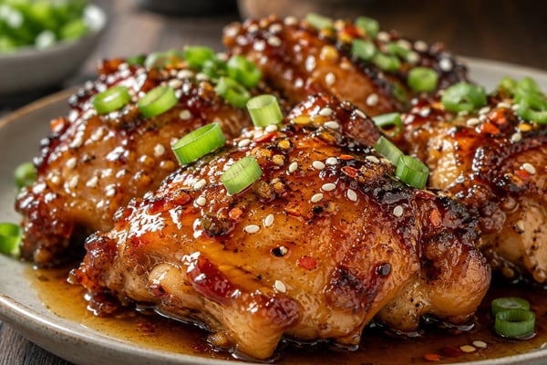 Sticky Honey Ginger Chicken recipe from The Frosted Fork