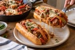 One-Skillet Sausage Pepper Hoagie Skillet recipe from Quarter Hour Table