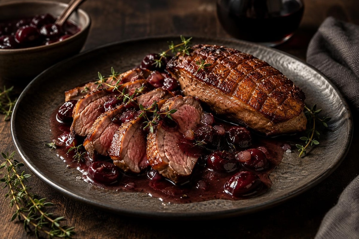Seared Seared Duck Breast Cherry Port Sauce Seared Seared Duck Breast Cherry Port Sauce recipe from Copper Ladle Studio