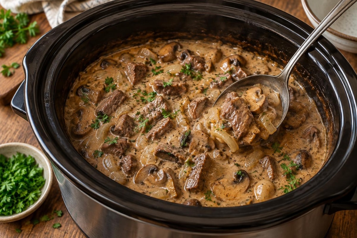 Slow Cooker Beef Stroganoff Slow Cooker Beef Stroganoff recipe from Simone's Protein Plate