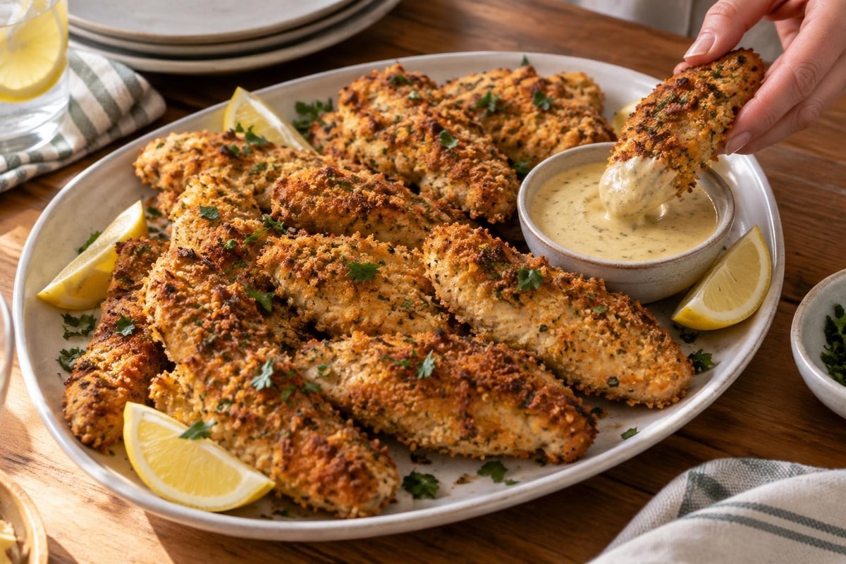 Crispy Baked Herb Chicken Tender Tray recipe from Safe Harbor Table