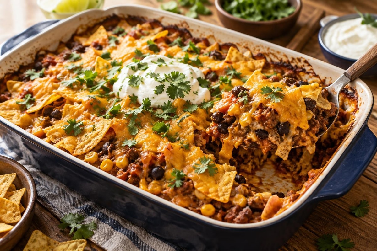Walking Taco Casserole with Tortilla Chip Walking Taco Casserole with Tortilla Chip recipe from The Frosted Fork