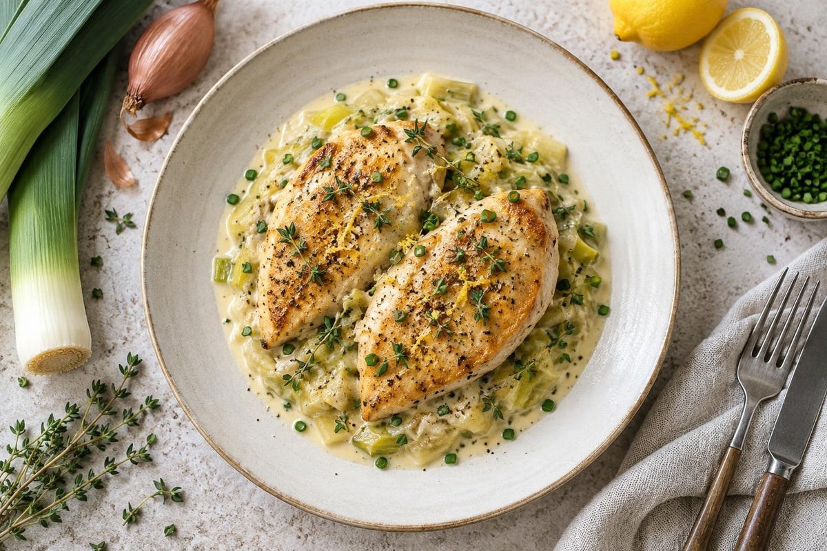 Market Charred Leek Soubise Chicken Suprême Market Charred Leek Soubise Chicken Suprême recipe from Copper Ladle Studio