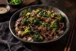 Skillet Garlic Soy Beef with Broccoli recipe from Crossroads Kitchen