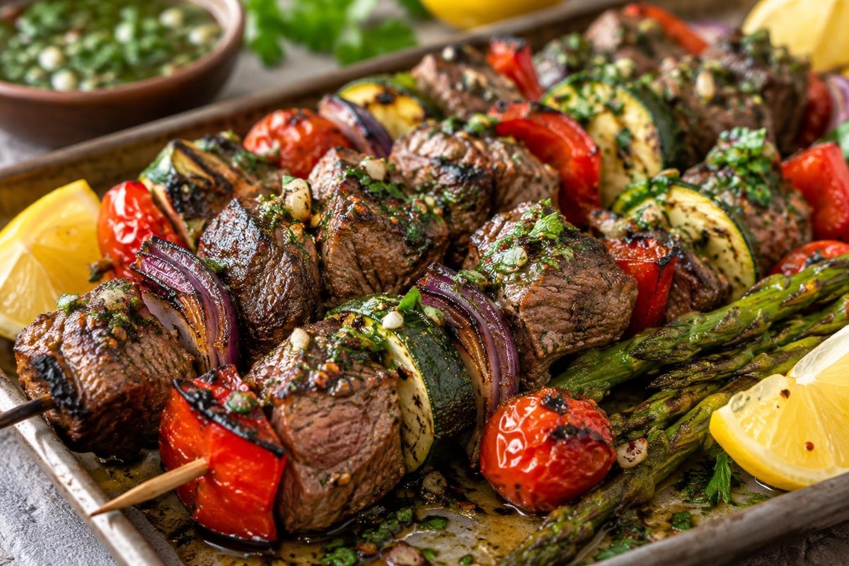 Beef Kebab Vegetable Tray Grill Beef Kebab Vegetable Tray Grill recipe from Counter Carb Kitchen