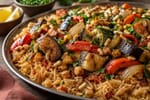 Middle Eastern Vegetable Rice Tray recipe from Crescent & Sumac Kitchen