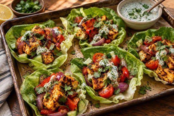 Loaded Paneer Tikka Lettuce Cups recipe from Macro Plate Co.