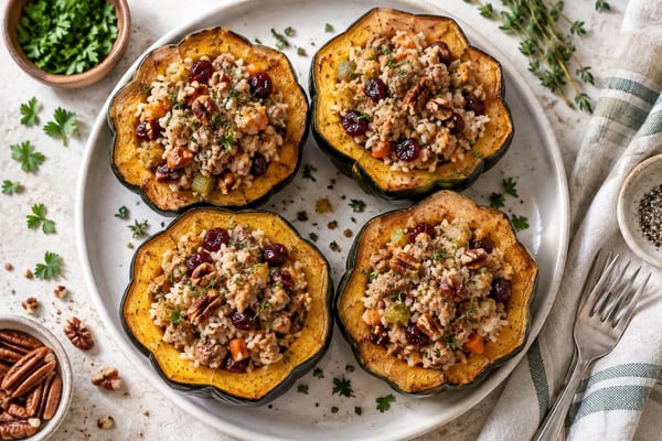 Stuffed Acorn Squash Turkey Rice Stuffed Acorn Squash Turkey Rice recipe from Sage & Millet Kitchen