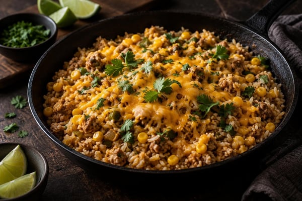 Weeknight Green Chile Turkey Skillet Rice Weeknight Green Chile Turkey Skillet Rice recipe from Quarter Hour Table