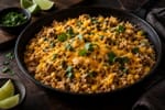 Weeknight Green Chile Turkey Skillet Rice recipe from Quarter Hour Table