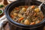 Creamy Slow Cooker Pot Roast Dinner recipe from Velvet Spoon Kitchen
