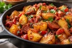 One-Pot Spanish Chorizo Potato Skillet recipe from Crossroads Kitchen
