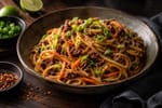 Caramelized Beef and Peanut Noodles recipe from Thrifty Thyme