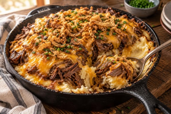 Cheesy Sunday Brisket Mashed Potato Bowls recipe from Velvet Spoon Kitchen
