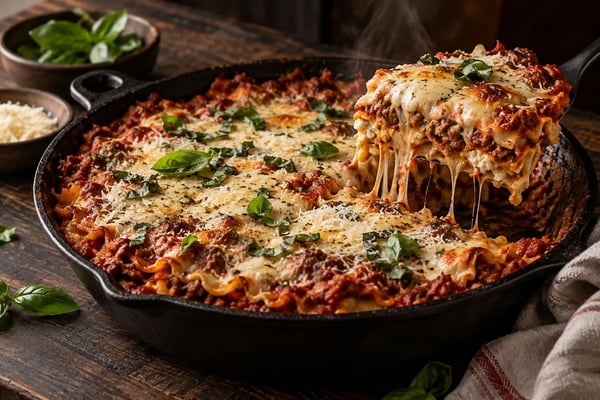Skillet Lasagna recipe from The Snap Skillet