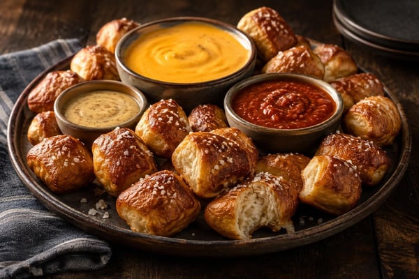 Crowd-Pleasing Soft Pretzel Dipper Snack Tray recipe from Little Fork Academy