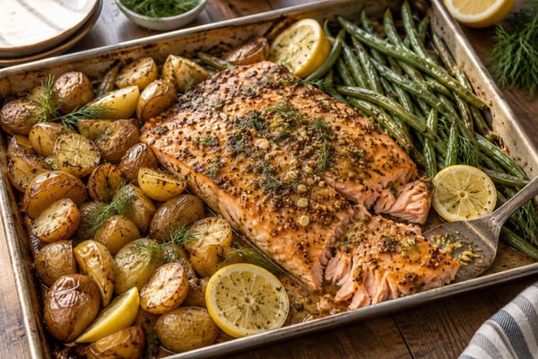 Honey Mustard Baked Salmon Tray recipe from Sabbath Table Studio