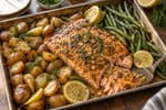 Honey Mustard Baked Salmon Tray recipe from Sabbath Table Studio
