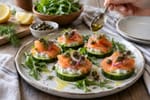 Keto-ish Smoked Salmon Cucumber Stacks recipe from Carb Smart Table