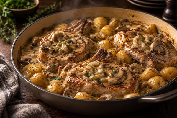 Slow-Simmer Smothered Pork Chops Tray recipe from Velvet Spoon Kitchen