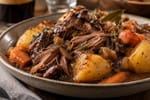 Fall-Apart Tender Guinness Pot Roast with Gold Potatoes recipe from Thrifty Thyme