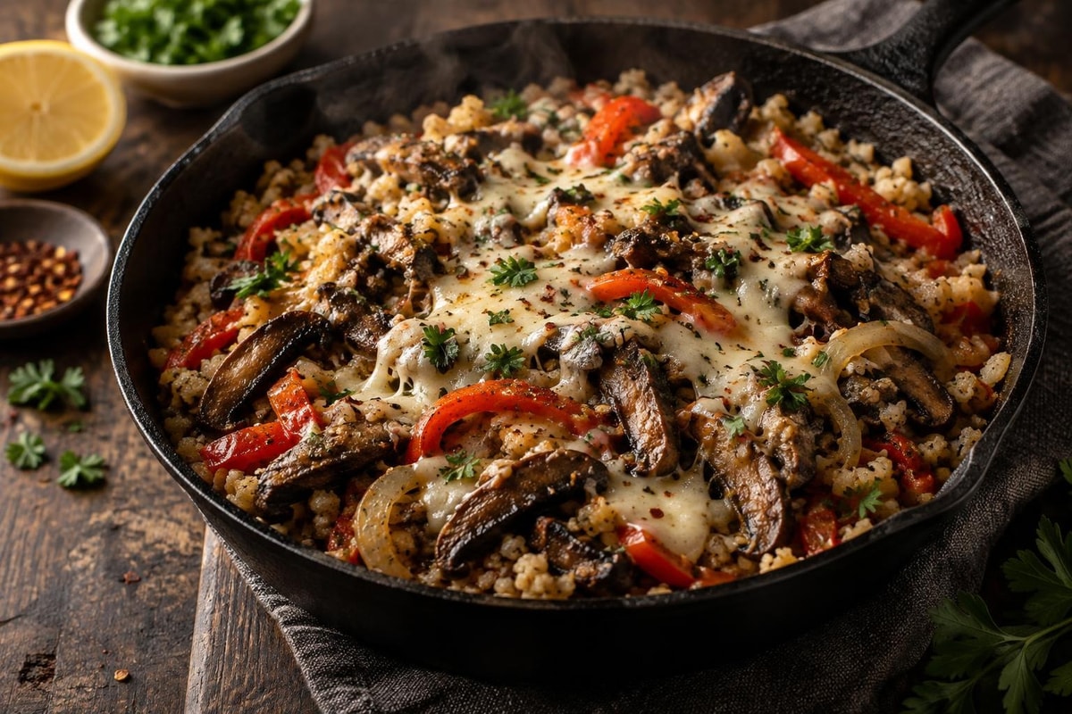 Cauliflower Portobello Mushroom Philly Skillet Cauliflower Portobello Mushroom Philly Skillet recipe from Carb Smart Table
