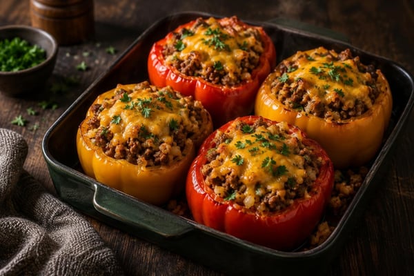 Cauliflower Rice Stuffed Peppers recipe from Keto Table