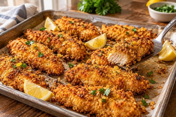Tray Crispy Oven Chicken Tender Trays recipe from Sunday Box Kitchen