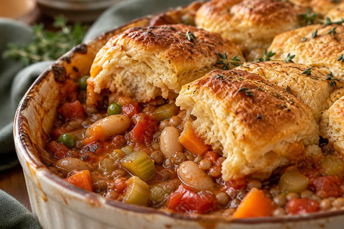 Penny-Wise Veggie Pot Pie Biscuit Top Penny-Wise Veggie Pot Pie Biscuit Top recipe from Pantry Ledger Kitchen