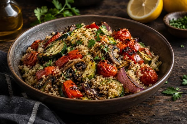 Grilled Vegetable Quinoa Toss Grilled Vegetable Quinoa Toss recipe from Featherlite Fork
