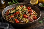 Grilled Vegetable Quinoa Toss recipe from Featherlite Fork
