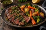 Seared Chimichurri Sirloin with Roasted Veg recipe from Macro Plate Co.