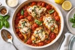 Baked Tomato Basil Chicken recipe from Sunrise & Crumb
