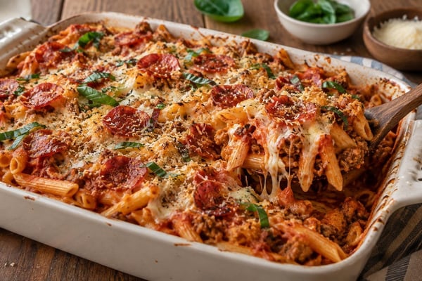 Pizza Pasta Bake Pizza Pasta Bake recipe from Pebble Plate Kids
