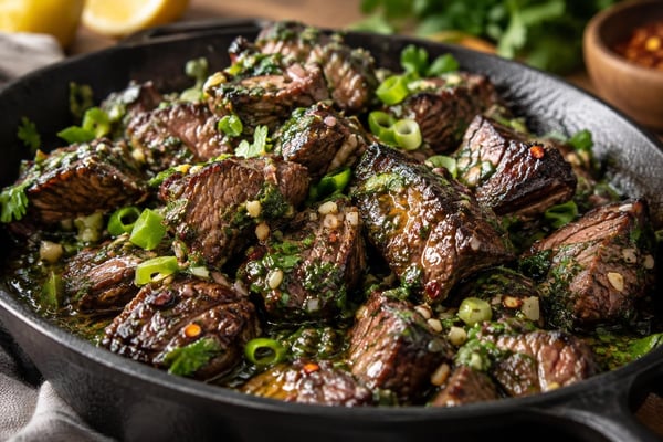 One-Skillet Chimichurri Steak Bites One-Skillet Chimichurri Steak Bites recipe from Quarter Hour Table