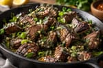 One-Skillet Chimichurri Steak Bites recipe from Quarter Hour Table