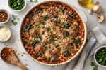 Low Carb Slow Cooker Meatball Casserole recipe from Derek's Table