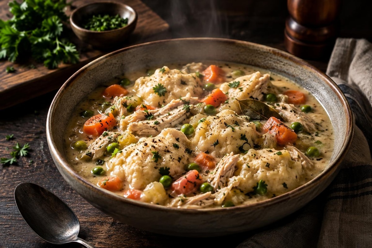 Chicken and Dumplings Chicken and Dumplings recipe from Hearthday Table