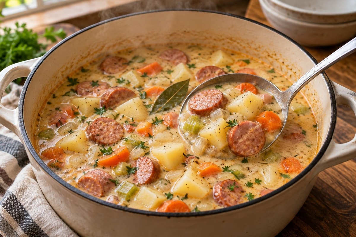 Creamy Kielbasa Potato Soup Creamy Kielbasa Potato Soup recipe from Thrifty Thyme