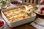 Cheese Blintz Casserole Dessert Meal Tray recipe from Sabbath Table Studio