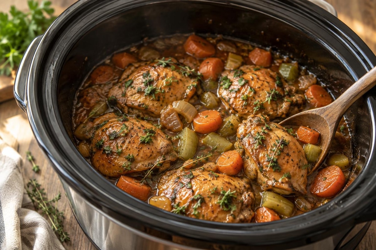 Slow Cooker Honey Garlic Chicken with Fresh Herbs Slow Cooker Honey Garlic Chicken with Fresh Herbs recipe from Ember Pot