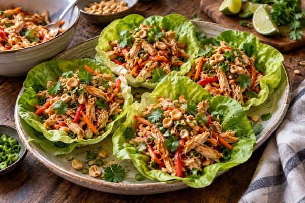 15-Minute Rotisserie Chicken Lettuce Cups 15-Minute Rotisserie Chicken Lettuce Cups recipe from Quarter Hour Table
