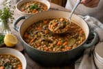 Mushroom Barley Vegetable Stew recipe from Sabbath Table Studio