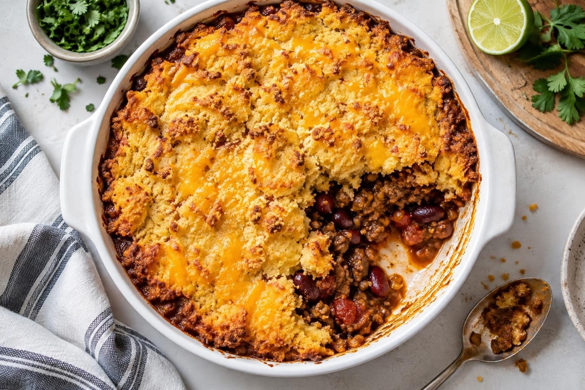 Stretch Cornbread Crumble Chili Pie Stretch Cornbread Crumble Chili Pie recipe from Pantry Ledger Kitchen