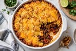 Stretch Cornbread Crumble Chili Pie recipe from Pantry Ledger Kitchen