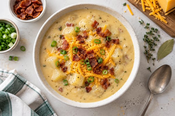 Pub-Style Potato Soup recipe from Thrifty Thyme